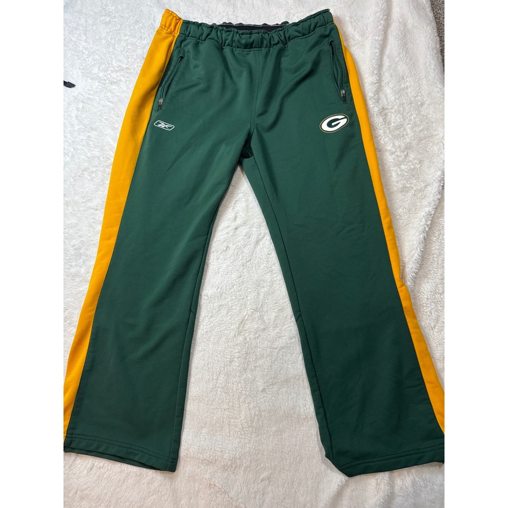 Reebok Track Pants Mens XL Green Good Packers NFL Sideline Griptonite Striped